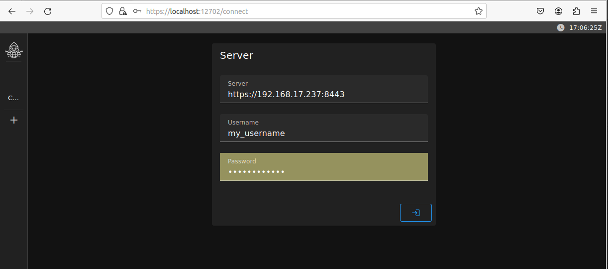 Login screen