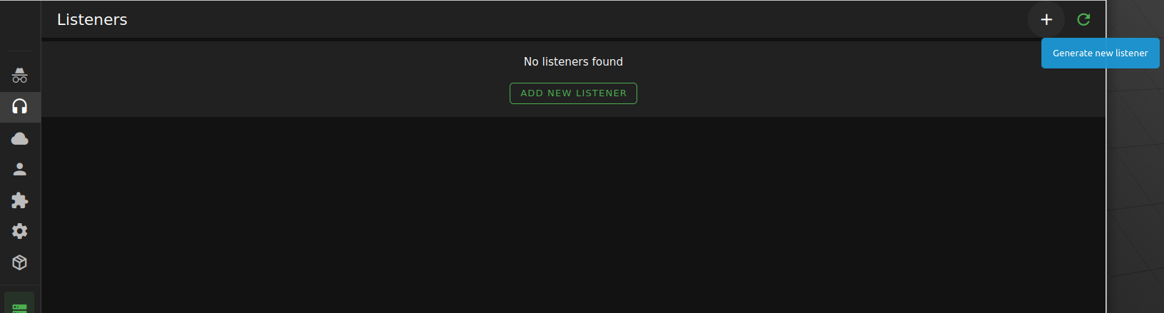 Listeners view with create button highlighted