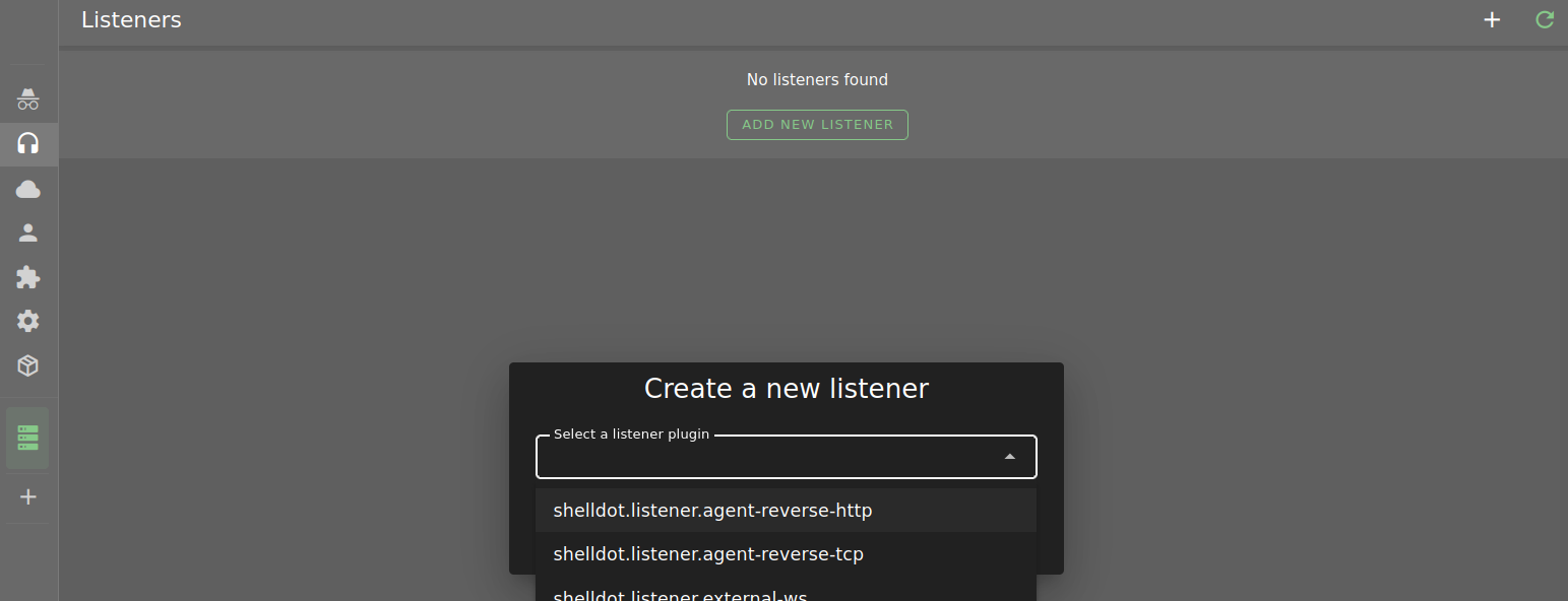 Listener type selection dialog