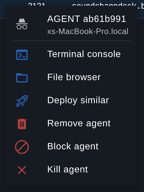 The agent row menu