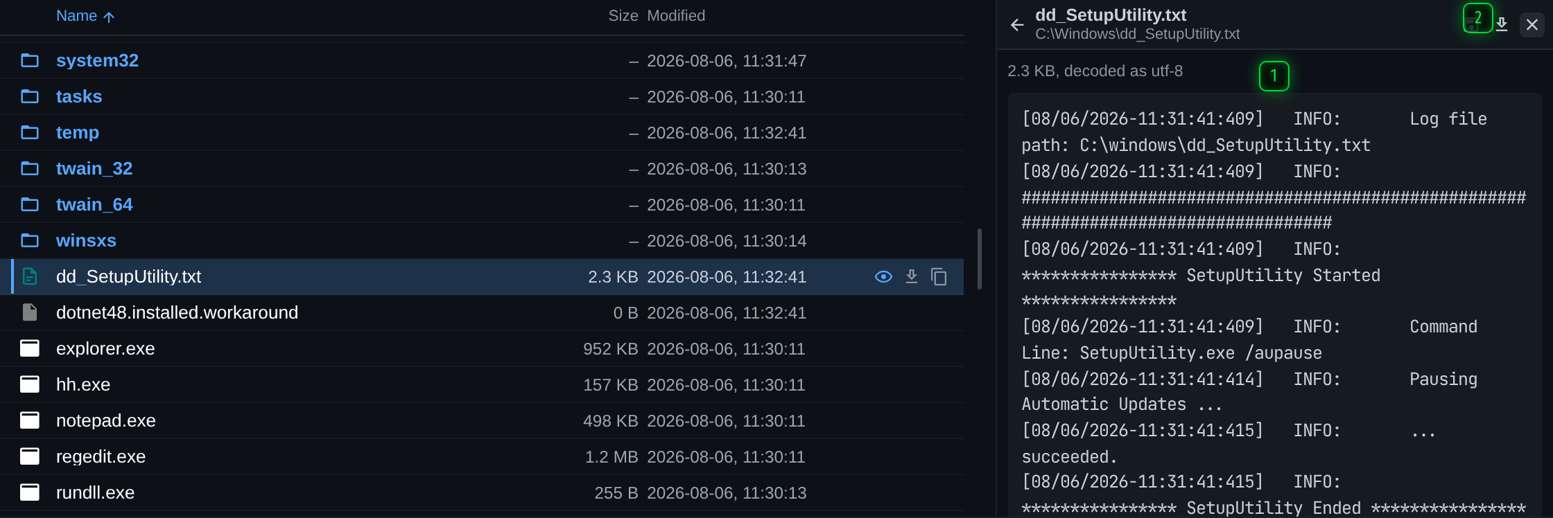 Previewing a text file