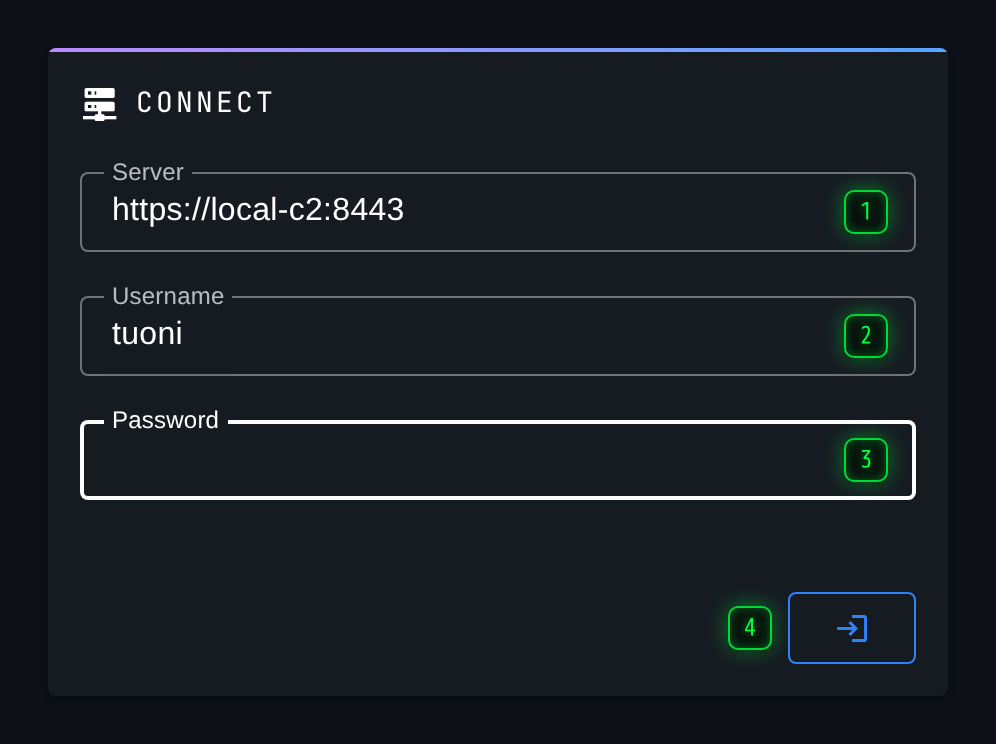 The connect form
