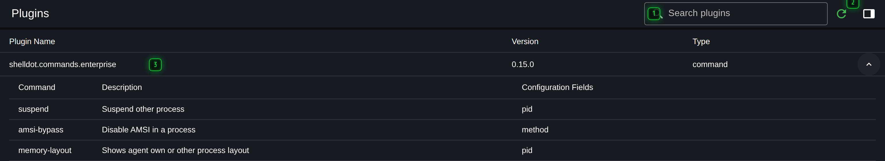 The plugins table